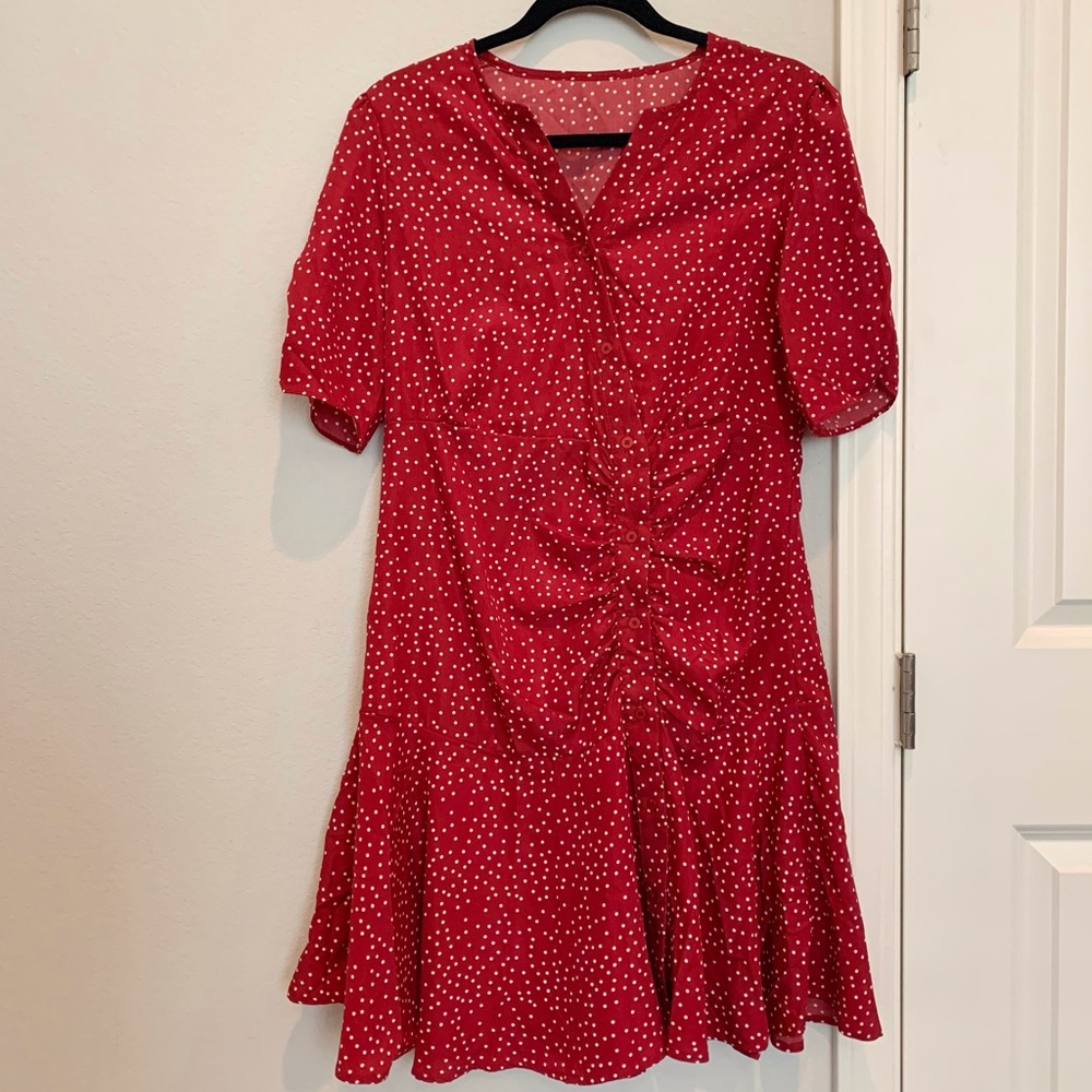 Red Polka Dot Midi Dress